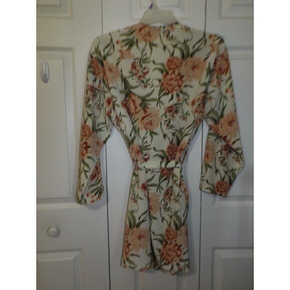 Calvin Klein M Floral Short Kimono Robe Long Sleeve - Picture 3 of 6